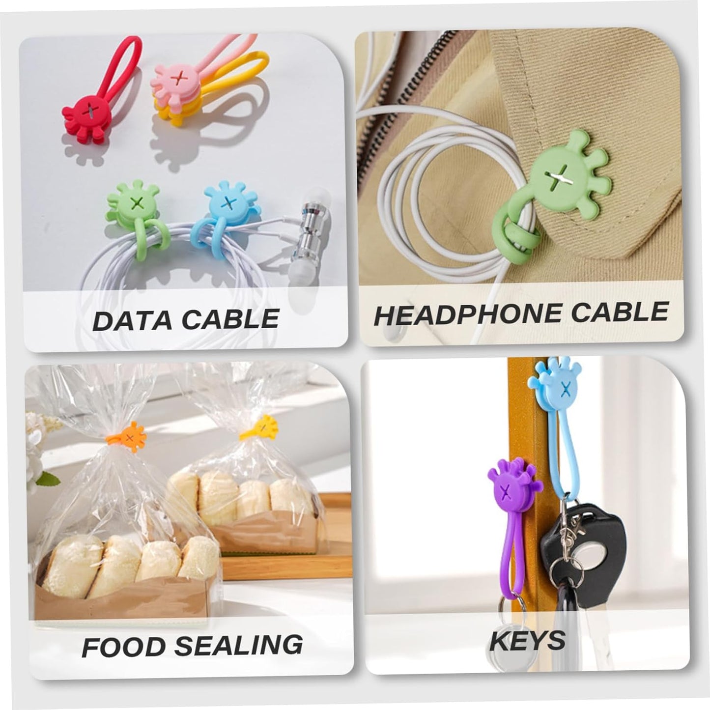 Magnetic Cable Ties, 10PCS Soft Silicone Magnetic Cable Clips, Reusable Cord Organizer, Portable Cord Keepers for Office, School, Home