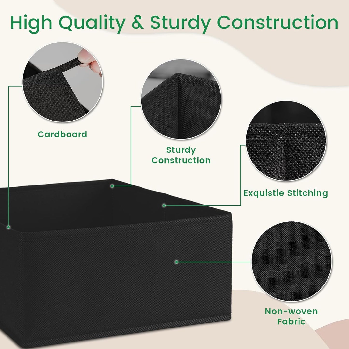 Criusia Drawer Organizer Clothes, 24 Pack Underwear Drawer Organizers, Foldable Closet Organizers and Storage Dresser Drawer Dividers Clothing Organizer for Clothes, Socks, Scarves, Bra, Ties (Black)