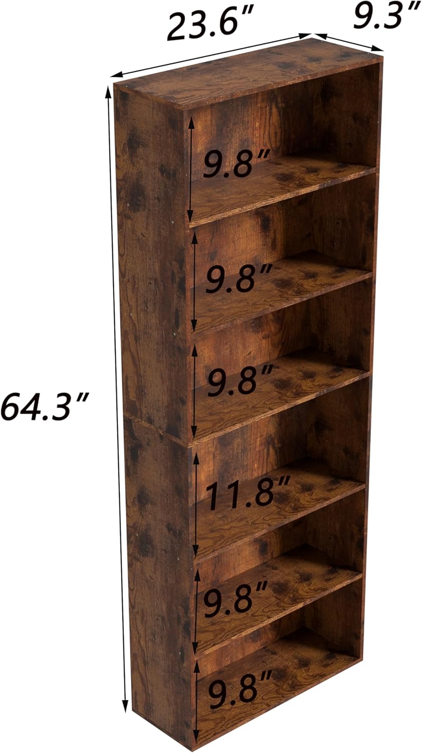 Wooden Cube Storage Organizer,Low Bookcase Storage Display Organizer (Brown, 6 Cube-W(23.6inch))