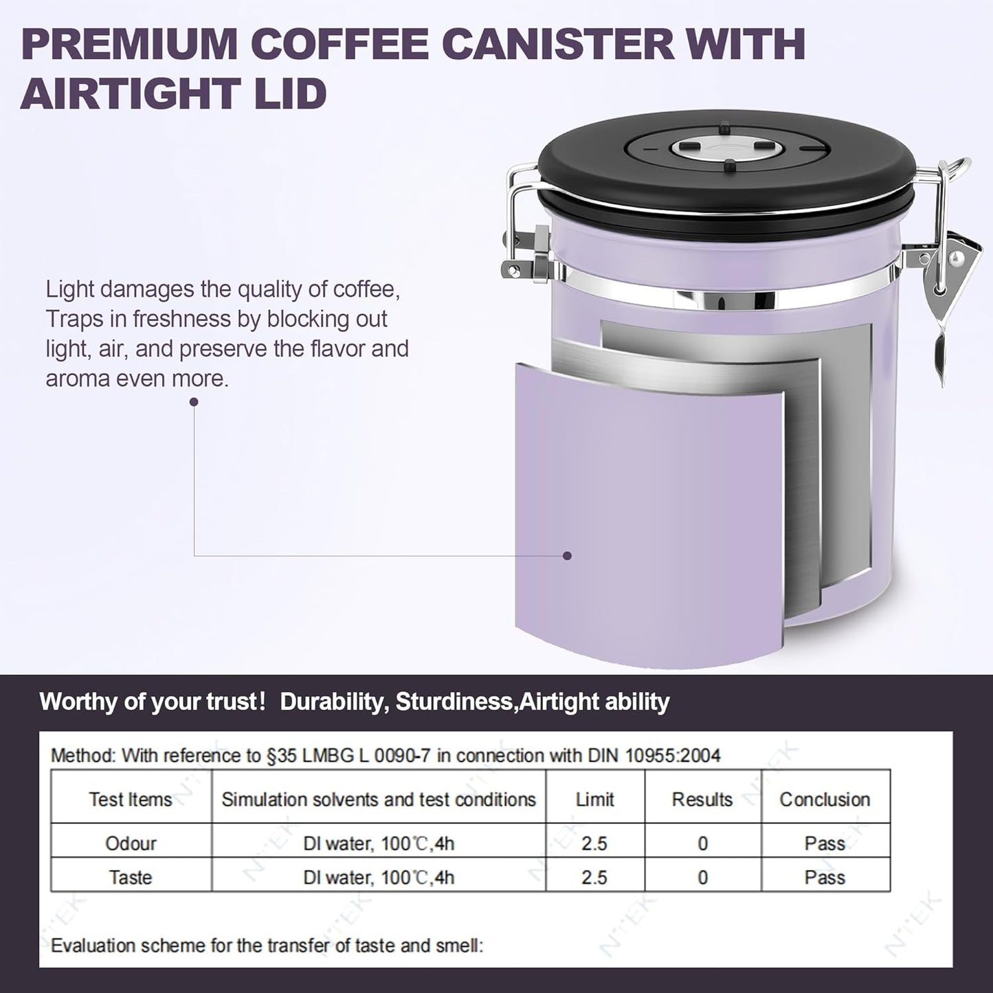 ShanSon Coffee Canister Airtight Coffee Container Stainless Steel Coffee Bean Storage Container with Scoop Coffee Canister for Beans Grounds Sugar Flour Tea Cereal,22OZ, Purple