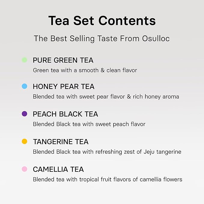 OSULLOC Premium Tea Collection (40 count, 10 flavors x 4 ea), Christmas Gift Guide, Self Care Gift Box, Premium Organic Pure & Blended Tea from Jeju