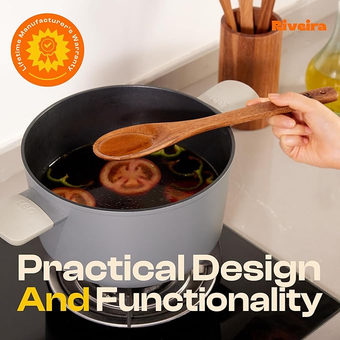 Riveira Walnut Wooden Spoons for Cooking Set of 3 – Natural Walnut Wooden Cooking Utensils, Spatula, Spoon - Premium Quality Utensil Set for Non-Toxic Cooking