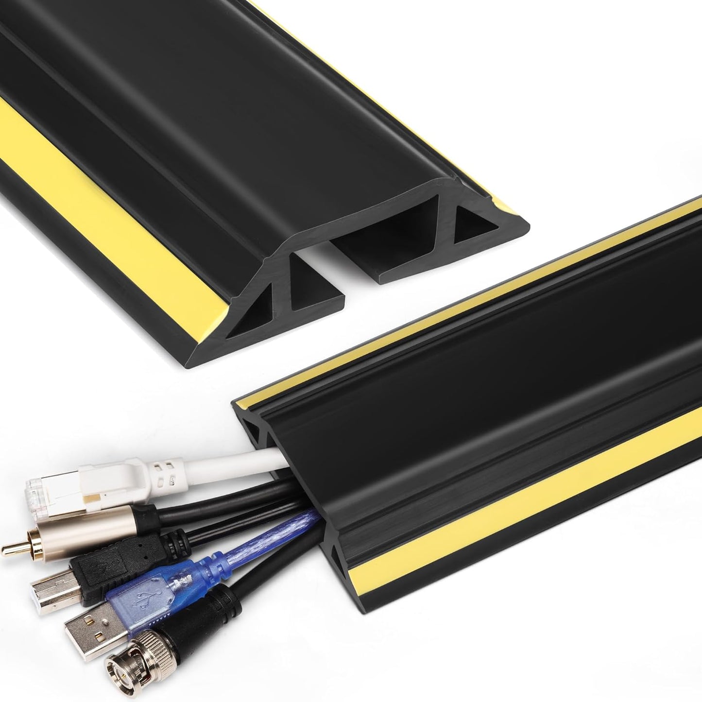 ZhiYo 4ft Cord Covers for Wires on Floor, Heavy Duty Cord Hider Floor Wire Covers for Cords, Cable Protector Protect Cords, Prevent Cable Trips, for Home Office or Outdoor