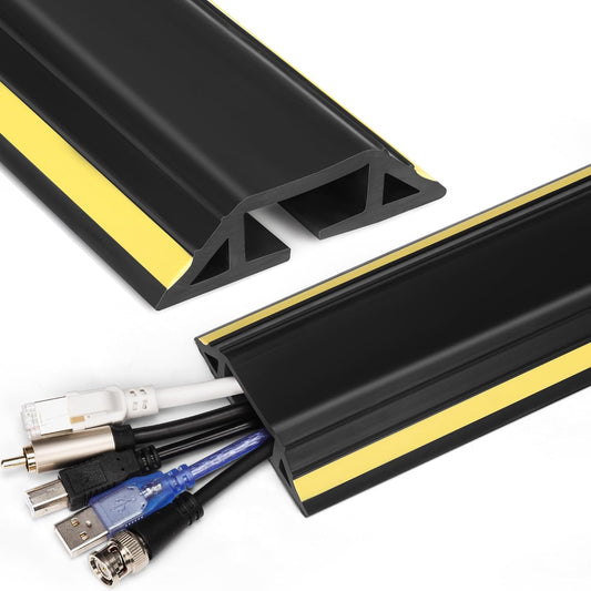 ZhiYo 4ft Cord Covers for Wires on Floor, Heavy Duty Cord Hider Floor Wire Covers for Cords, Cable Protector Protect Cords, Prevent Cable Trips, for Home Office or Outdoor