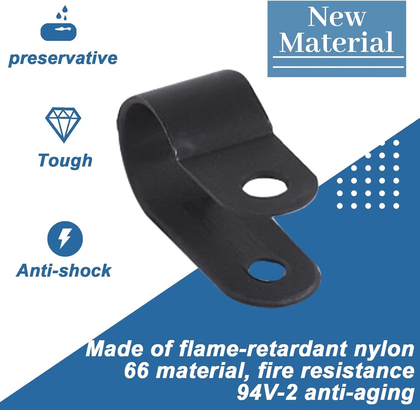 Glarks 120Pcs 3/8 Inch Black Nylon Screw Mounting R-Type Cable Clip Wire Clamp with 120Pcs Screws for Wire, Cable, Conduit and Cable Conduit Kit (Black)