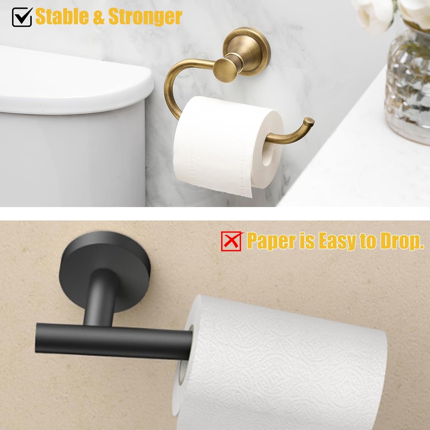 BESy Antique Brass Toilet Tissue Paper Holder Bathroom Accessories Toilet roll Paper Hanger, SUS304 Stainless Steel,Wall Mounted, Rustproof