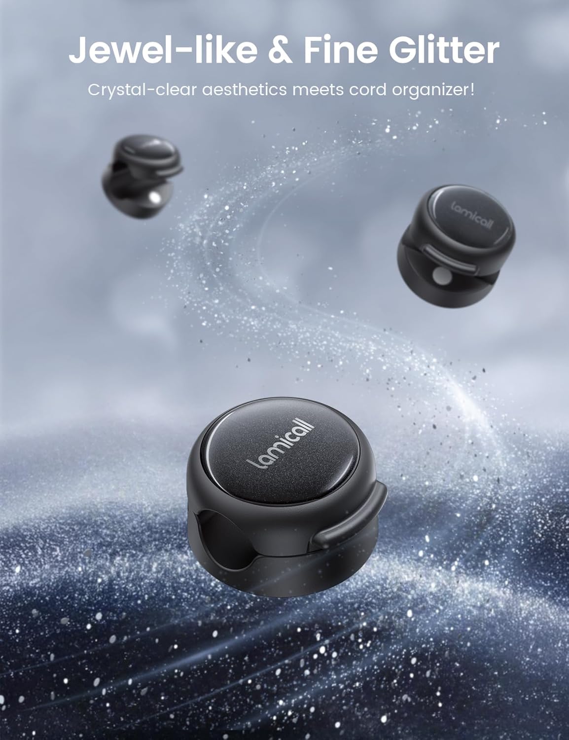 12Pack Magnetic Cord Organizer Cable Clips - Lamicall [Crystal-Clear] Desk Cable Managment for Phone Charging Cord, Adhesive Wire Holder for Home Office Nightstand, Christmas Organizer Accessories