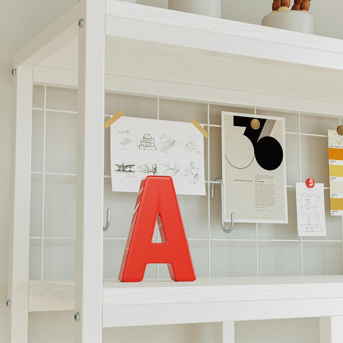 IRONCK Bookshelves and Bookcases 6-Shelf Etagere Bookcase, Industrial Open Display Shelves Geometric Bookcase with Sturdy Metal Frame，Industrial White