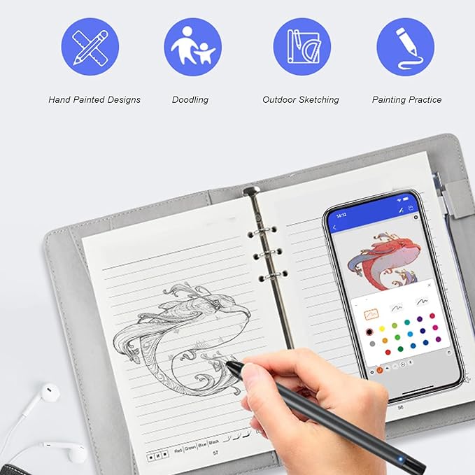 Yunseity Digital Notebook with Smart Pen, Real Time Sync for Digitizing, Bluetooth Wireless Paper Smart Writing Set, Convert to Text, Storing and Sharing Paper Note, for iOS for and ()