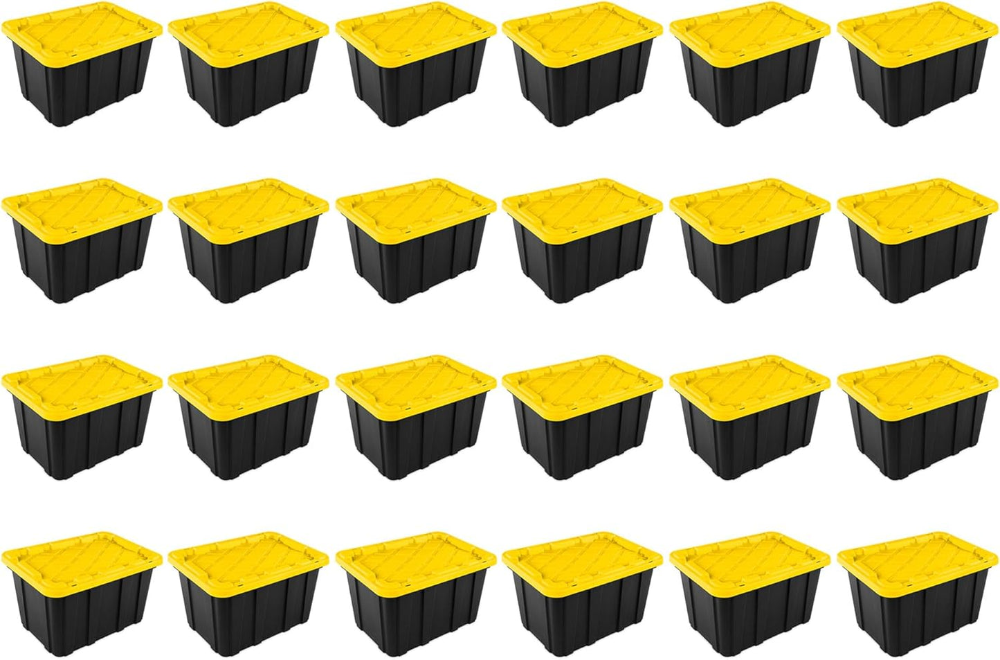 Sterilite 24-Pack Industrial Tote, Plastic Storage Container Bins with Lids, 27 Gallon - Heavy-Duty Organizing Containers for Closet, Bathroom, and Office
