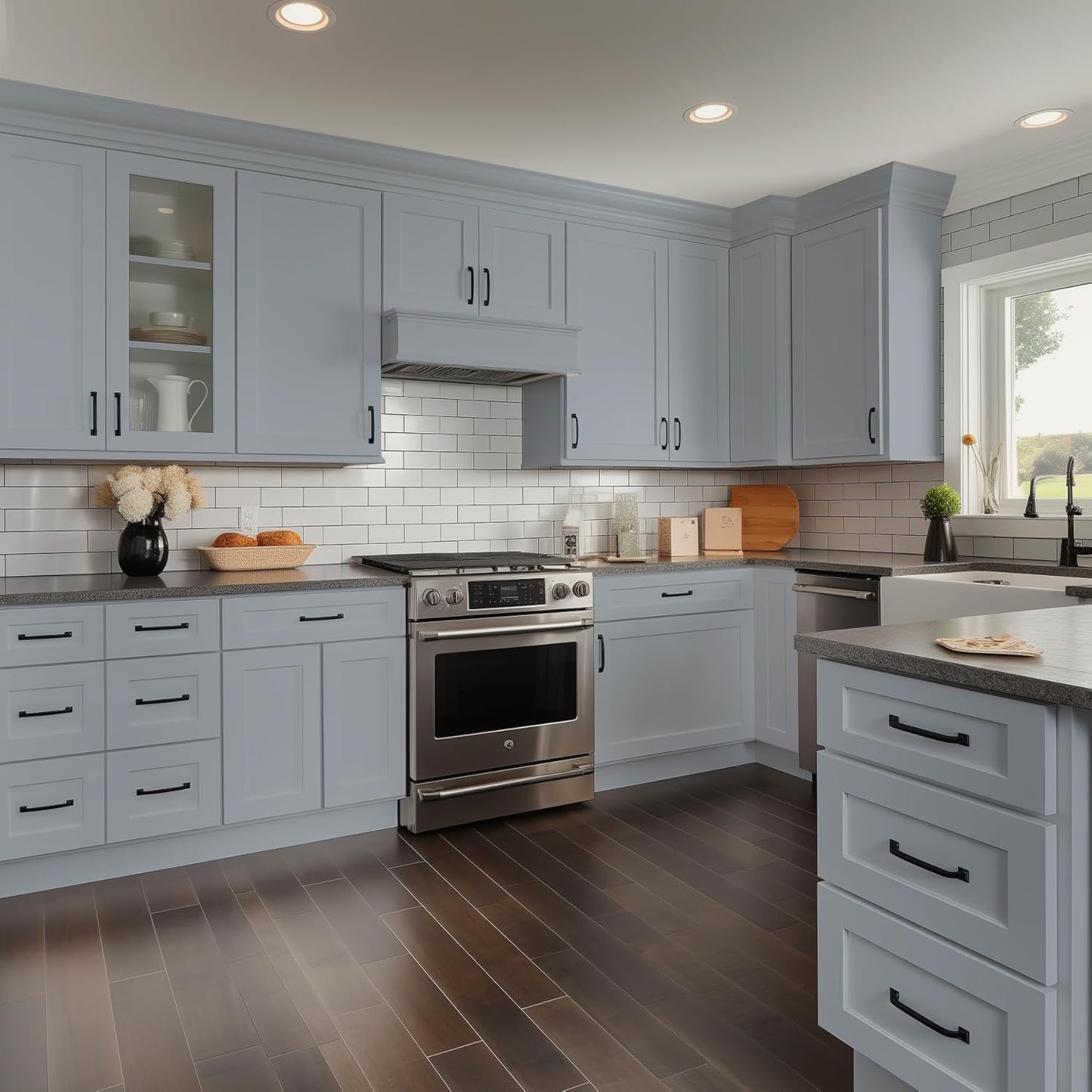 Solid Wood Wall Cabinet,Shaker Style Wall-Mounted Kitchen Storage Cabinet with Soft-Close Doors, RTA Pantry Organizer for Bathroom, Garage, Laundry (Grey, 33" W x 24" D x 18" H)