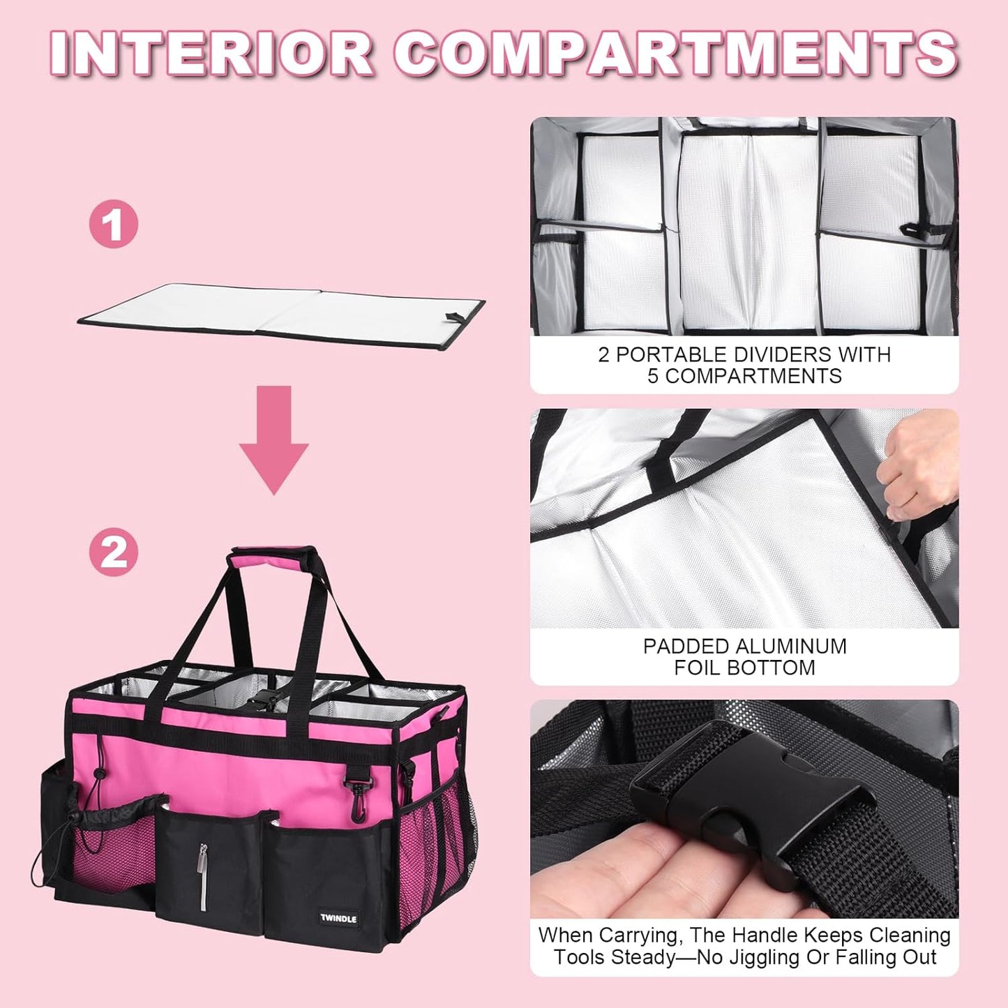 Wearable Extra-Large Cleaning Caddy With Detachable Divider And Support Board, Large Cleaning Supply Caddy With Adjustable Waist Belt & Shoulder Strap For Cleaners,Housekeepers