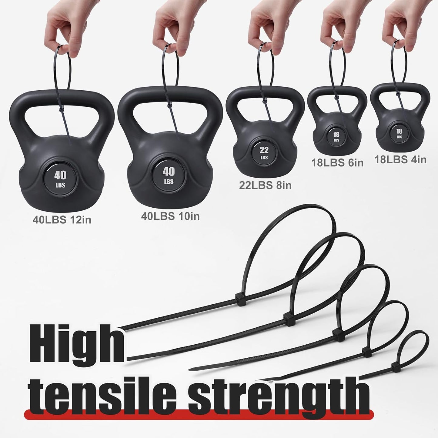 APIELE Cable Zip Ties 600 Pack BLACK Assorted Sizes 4 6 8 10 12 inch Multi-Purpose Self-Locking Nylon Cable UV Resistant Wire Ties for Indoor & Outdoor Home Office Garden Workshop