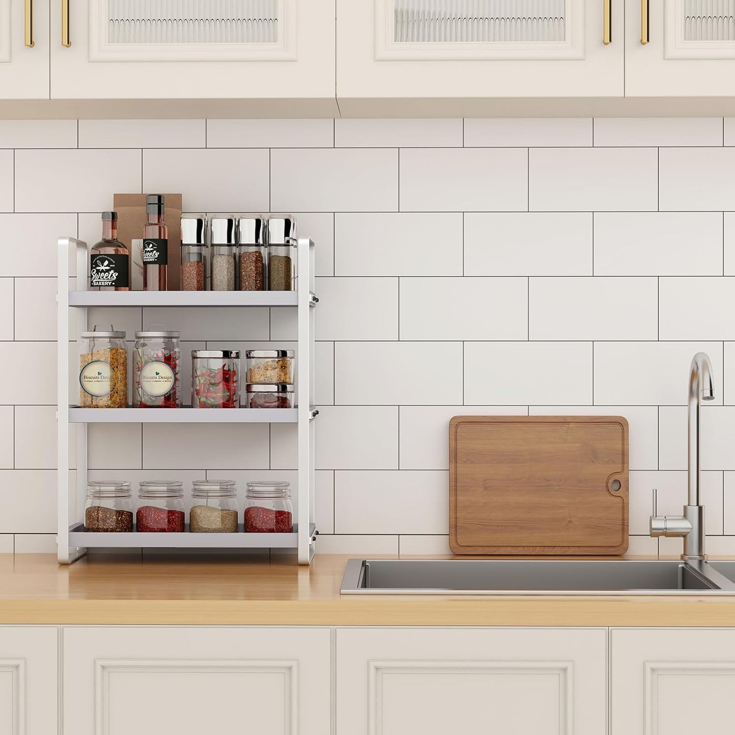 Bathroom Counter Organizer,Bathroom Countertop Organizer,Counter Shelf,Countertop Storage,Organization and Storage,Makeup Shelf,Sink Caddy(Grey 3 Tier)