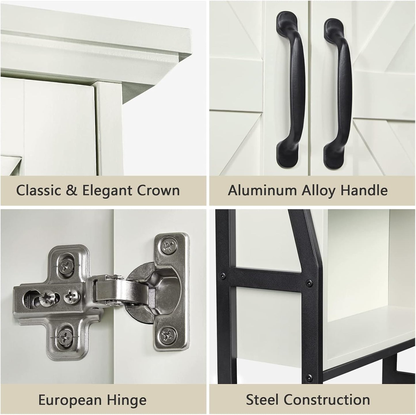 Over The Toilet Storage Cabinet, Over Toilet Bathroom Organizer, Above Toilet Storage Cabinet with Barn Doors Behind Toilet Bathroom Organizer (Cream White)