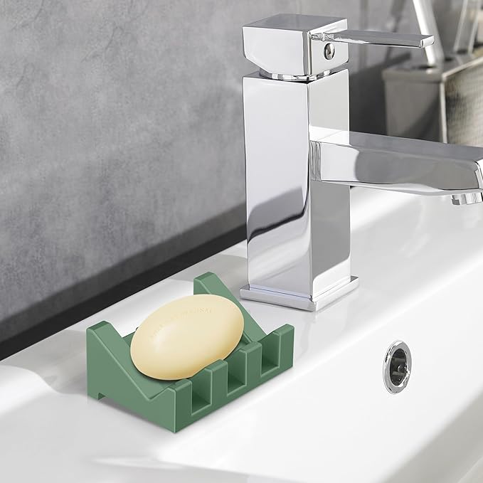 Silicone Soap Dish - 1 PCS Extended Self-Draining Soap Holder for Shower, Bathroom & Bathtub. Keeps Soap Bar Dry and Clean