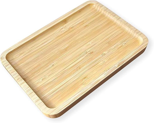 Aoheuo Bathroom Counter Tray, 10 inches Long, 7 inches Wide, 0.6 inches High, Bamboo Decorative Tray for Bathroom, Kitchen Sink and Vanity