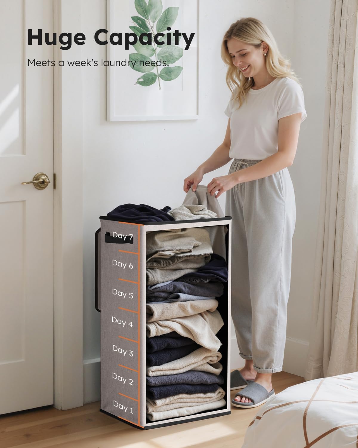 SOLEDI Laundry Hamper with Lid 100L Large & Tall Collapsible Laundry Basket, Clothes Hamper with Bag Removable Easy to Carry, Dirty Hampers for Bedroom, Bathroom, Dorm, College,Light taupe