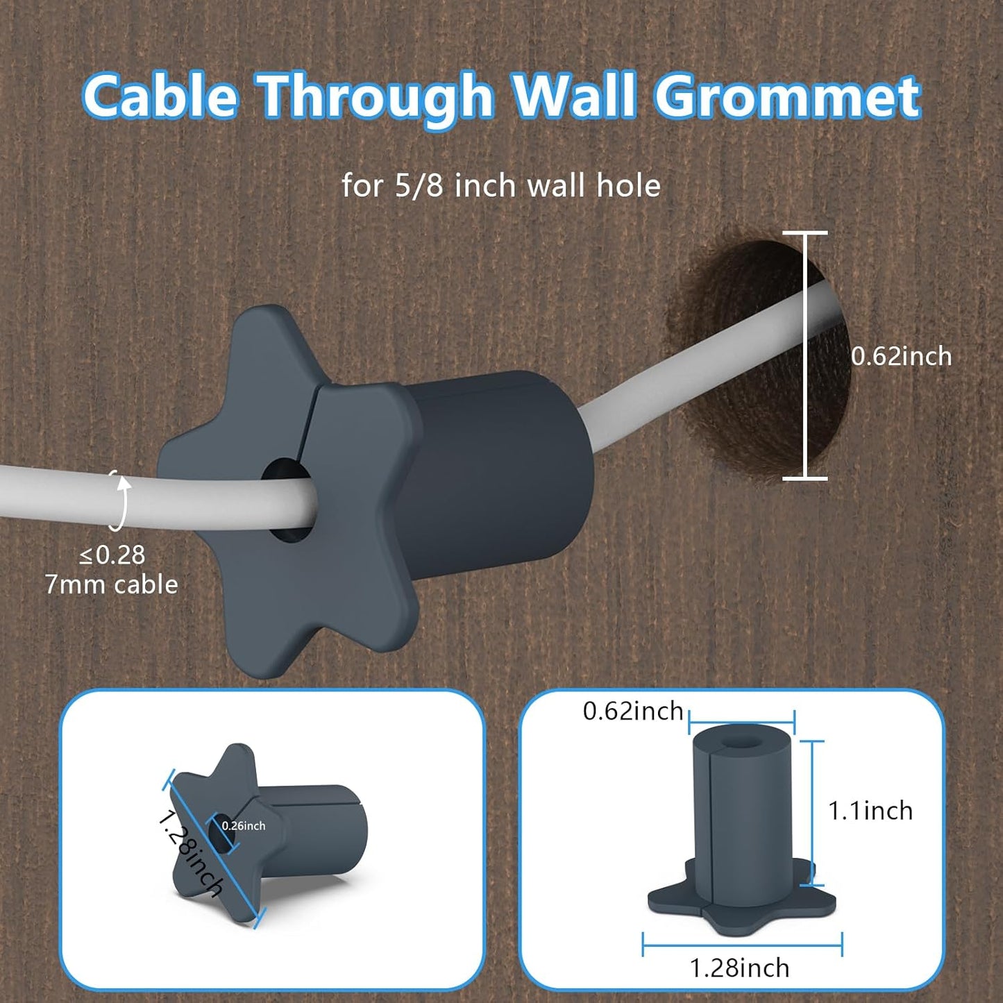 4PCS 5/8" Wall Grommets for Starlink Mini Cable,Star Link Accessories Compatible with Starlink Mount for Streaming organizing Protecting Cords,Feed-Through bushings for 5/8 inch Hole(Grey)