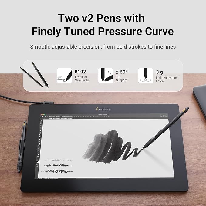 XENCELABS Pen Display 16 Lite, 4K OLED Drawing Tablet with Screen, Portable Graphic Drawing Display with 2 Battery-Free Pens for Windows/macOS/Linux