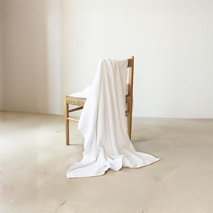 SALBAKOS 100% Turkish Cotton Jumbo Bath Sheet Towel Oversized 40x80 inch | Premium Hotel & Spa Quality, Soft, Absorbent, XL Bath Towels | Made in Turkey (Pack of 1, White, Jumbo Bath Sheet)
