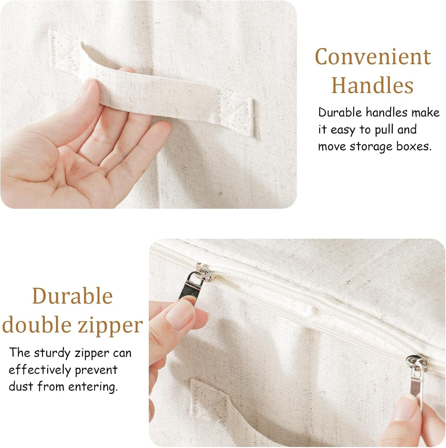 Underbed Storage Cube, Closet Organizer with Lid, Foldable Home Container Bags for Organizing Clothes, Shoes, Blankets, Pillows, 15.7x11.8x7.8Inches, Beige, 2 Pack