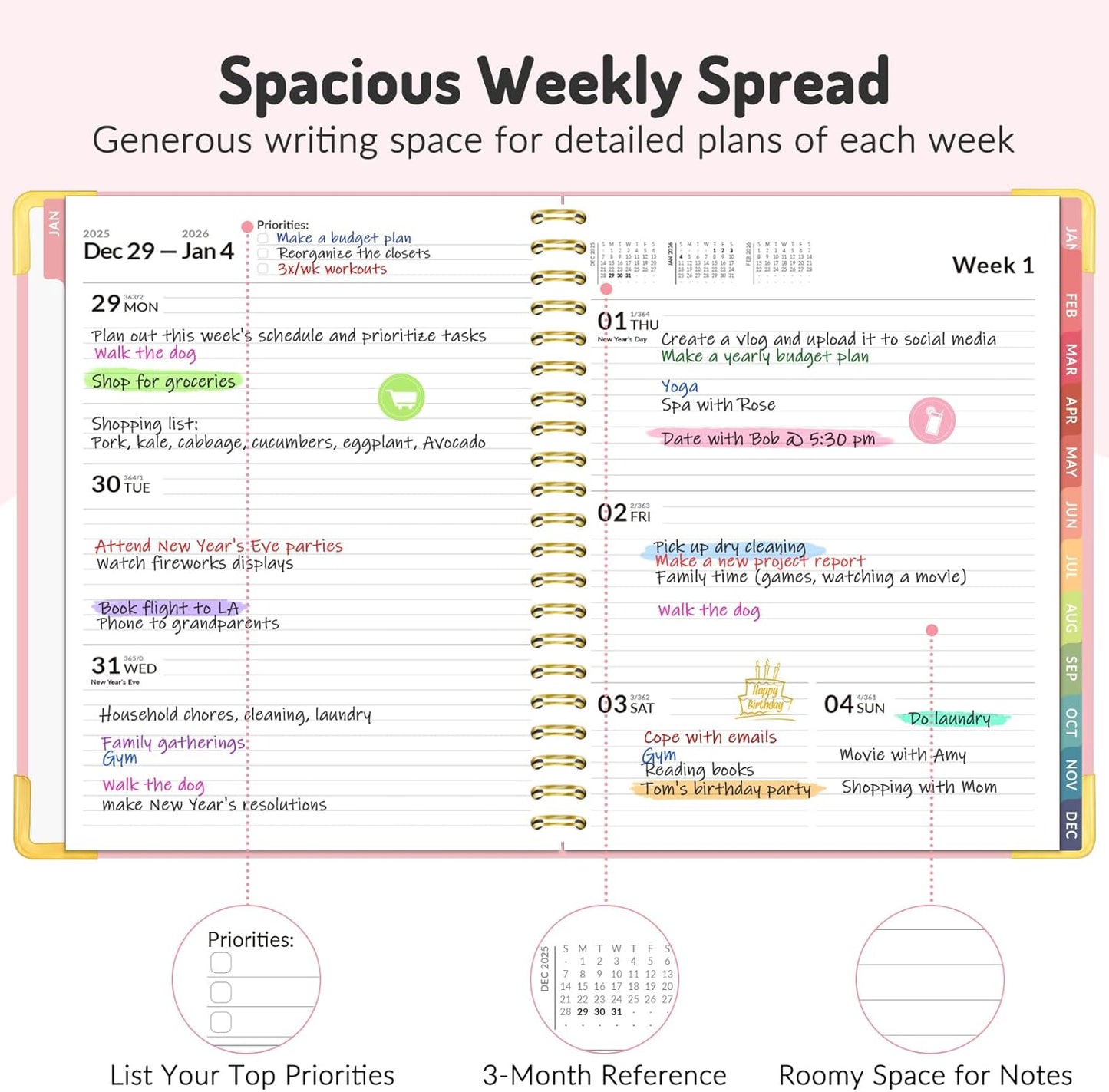 Forvencer Planner 2026-2027, 18 Month Weekly and Monthly Calendar Planner, Jan 2026 -June 2027, 8.5" x 11", Daily Agenda Book with Tabs, College Organizer Notebook, School Supplies for Student Teacher Classroom, A4, Marble