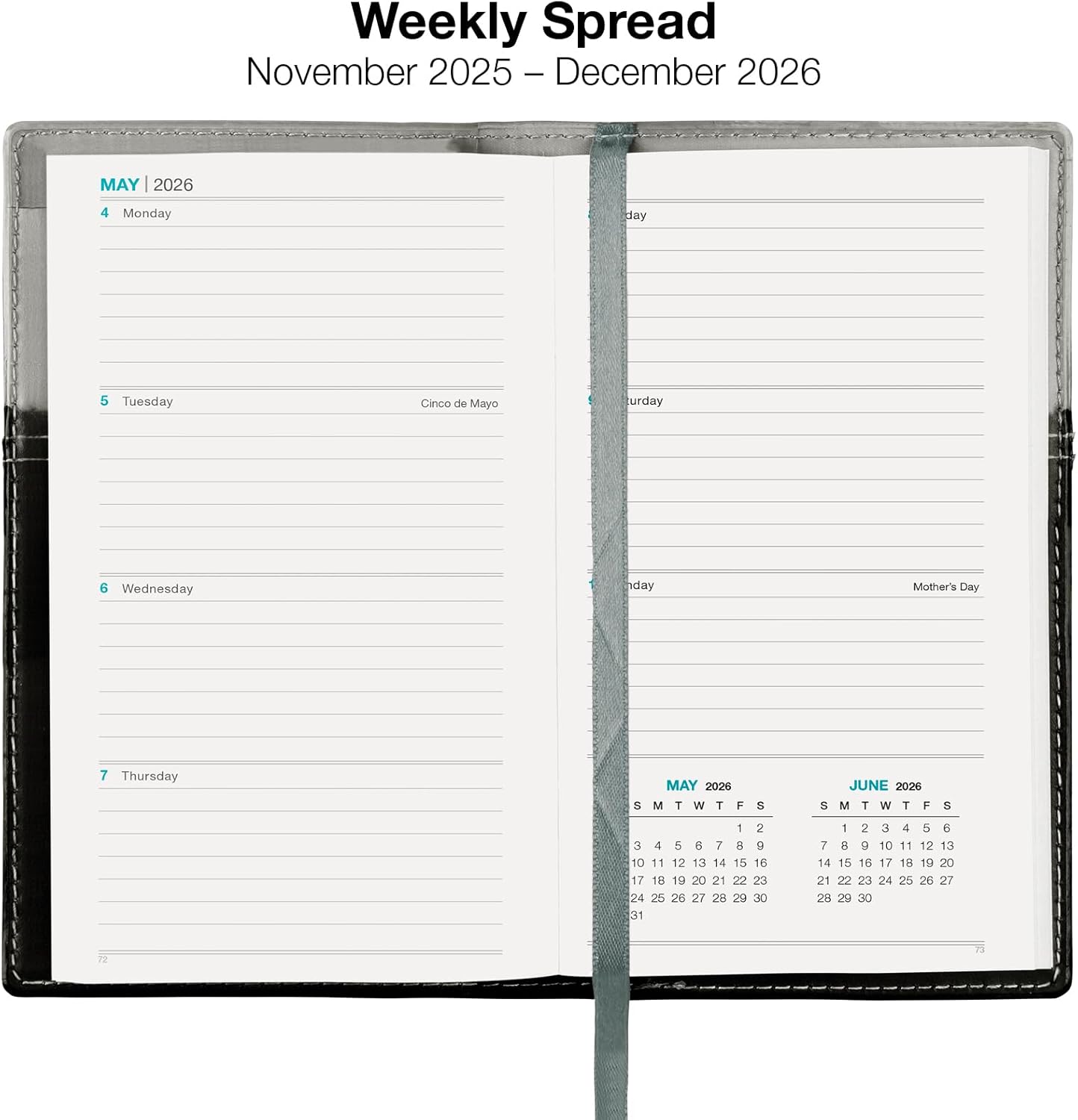 2026 Pocket Planner/Pocket Calendar, 3.5"x6": Includes 14 Months (November 2025 - December 2026) / 2026 Weekly Planner/Weekly Agenda/Monthly Calendar Organizer (Gray/Black)