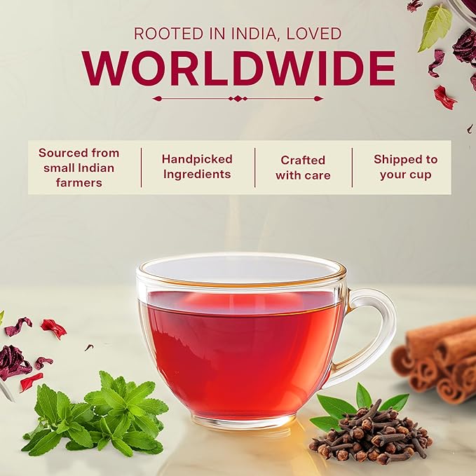 Sweet Hibiscus Cinnamon Green Tea Bags (50 Count), Caffeinated, Real and Natural, Blended with Fresh Herbs and Spices, Gluten Free