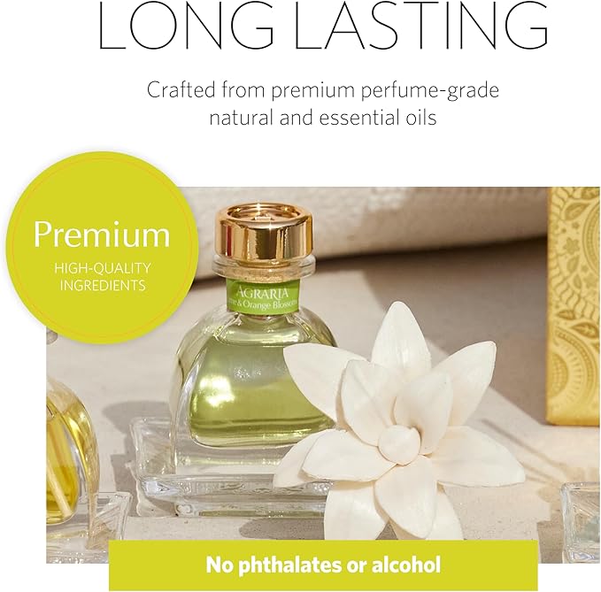 AGRARIA AirEssence & PetiteEssence Flower and Reed Diffuser Set, Luxury Home Fragrance Set, Scented Oil Reed Diffuser Gift for All Occasions