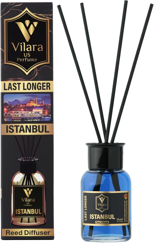 Reed Diffuser Set with Sticks for Home – Bathroom, Bedroom & Office Aromatherapy – Long Lasting Scented Oil Diffuser with Sticks – Luxury Room Fragrance Diffuser 55ml,1.7 fl oz (Istanbul)
