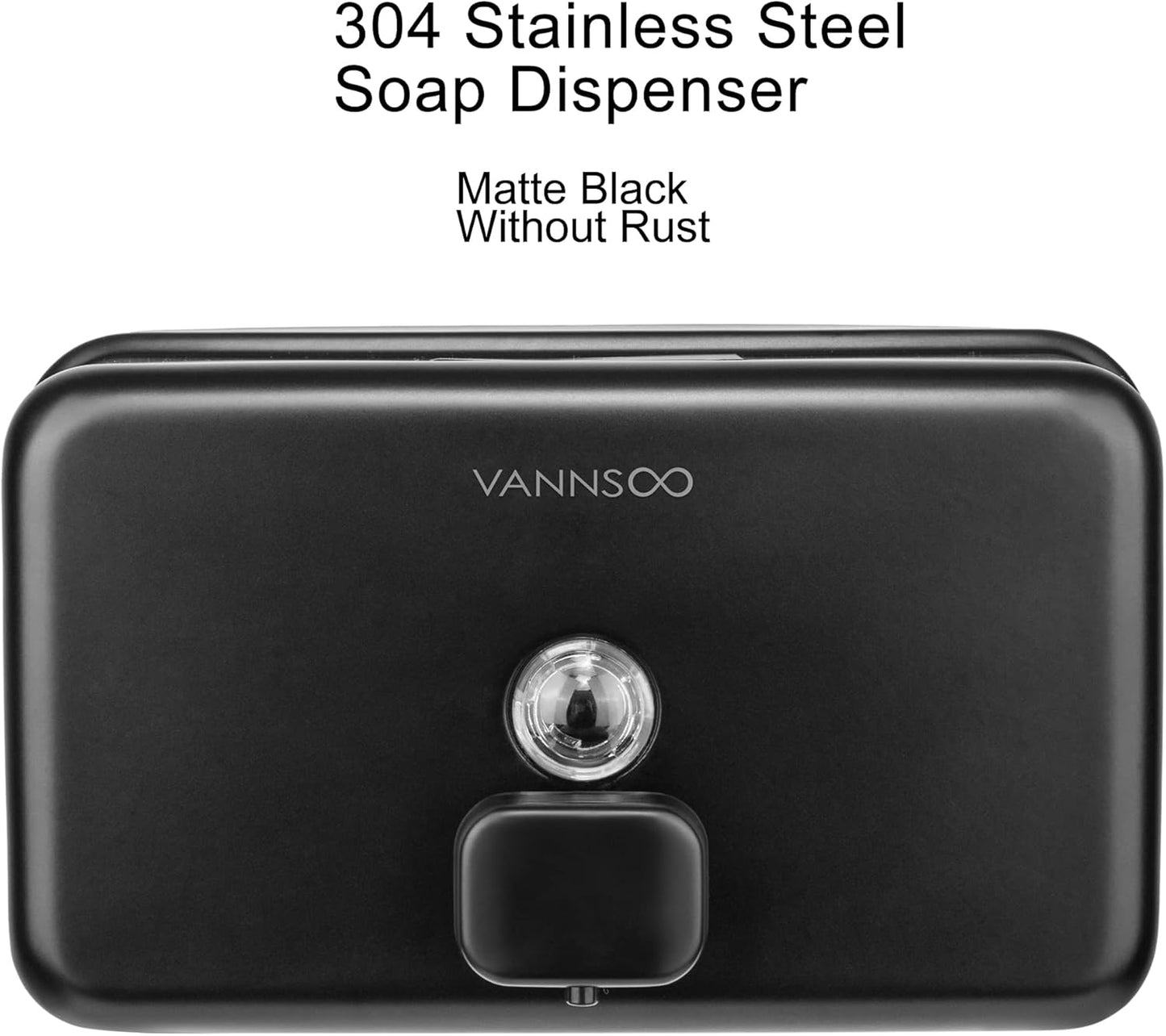 Wall Mounted Hand Soap Dispenser Bathroom, 1200ml 40oz Commercial Stainless Steel Black Liquid Soap Dispenser Wall Mount (Horizontal Black)