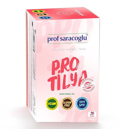 Prof Saracoglu Pro Tilya Mixed Herbal Tea - Detox & Digestive Support Herbal Tea, Raw Detox Organic Tea Blend, 20 Individual Tea Bags, Resealable Box & Metabolism Support Tea