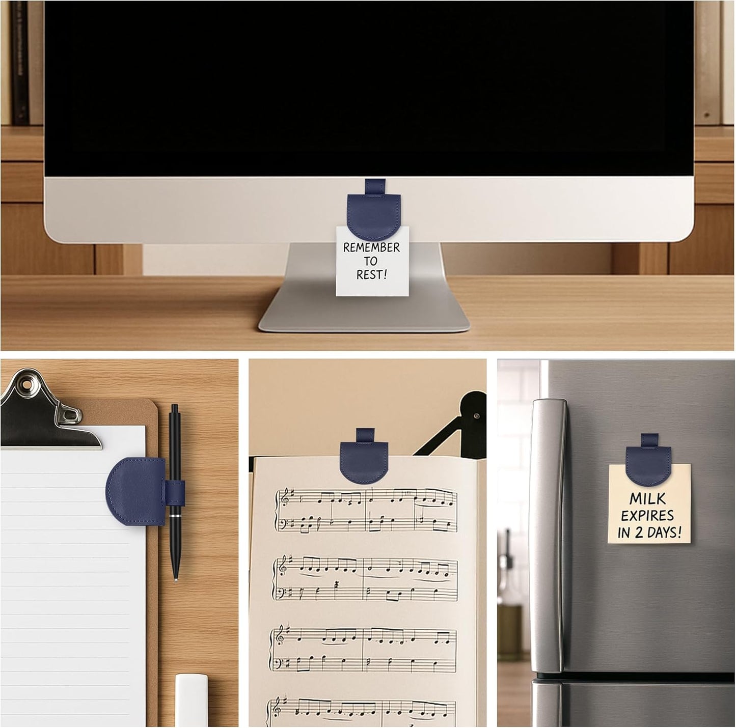 Magnetic Pen Loop Holder, Pencil Holder for Notebooks, Journals, Calendars, PU Leather 3 Pack