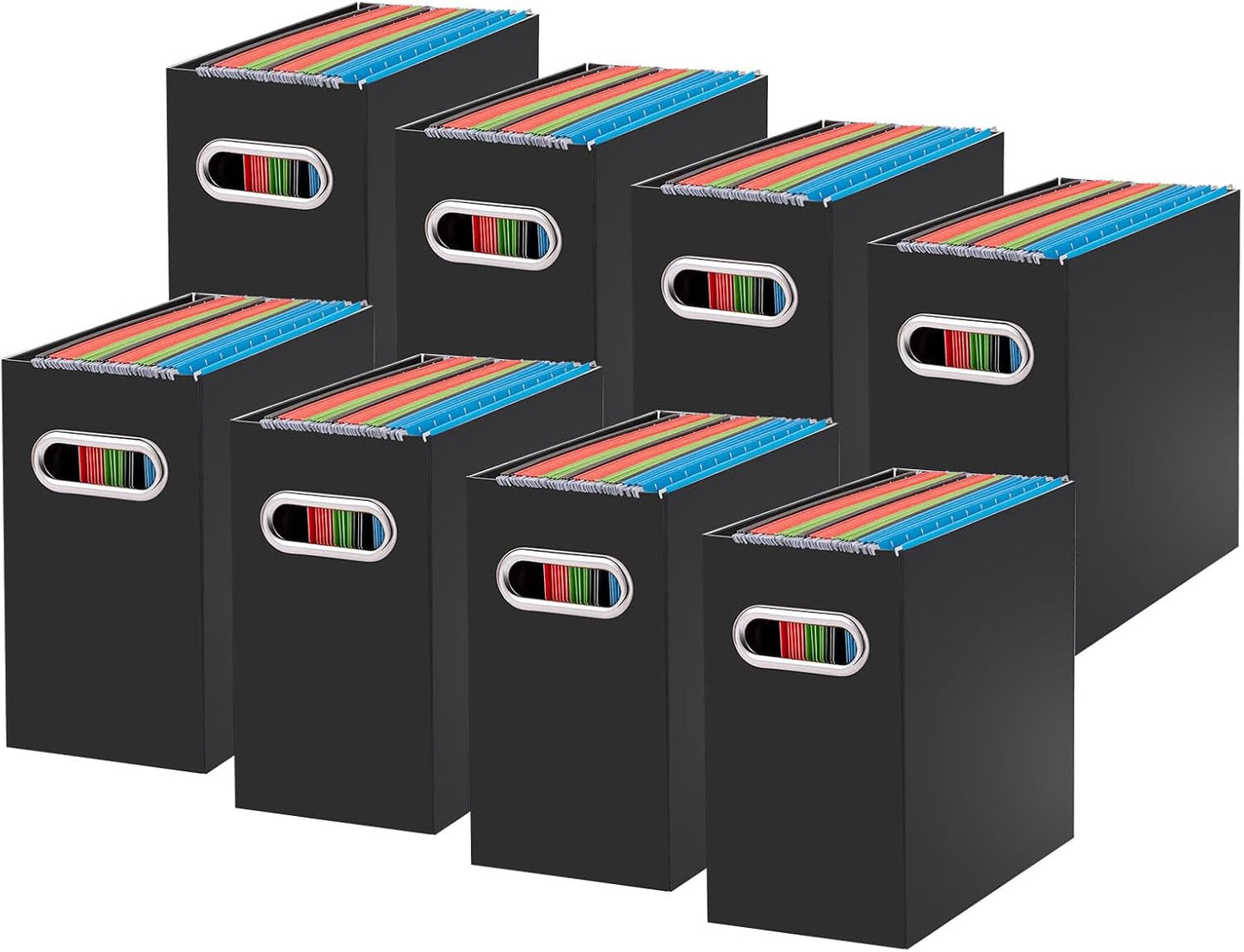 Oterri Cardboard File Organizer Box for Hanging File Folders Letter Size,File Box for Computer Desk,File Cabinet,Working Home,Office,Classroom (Black, Letter Size - 8 Packs)