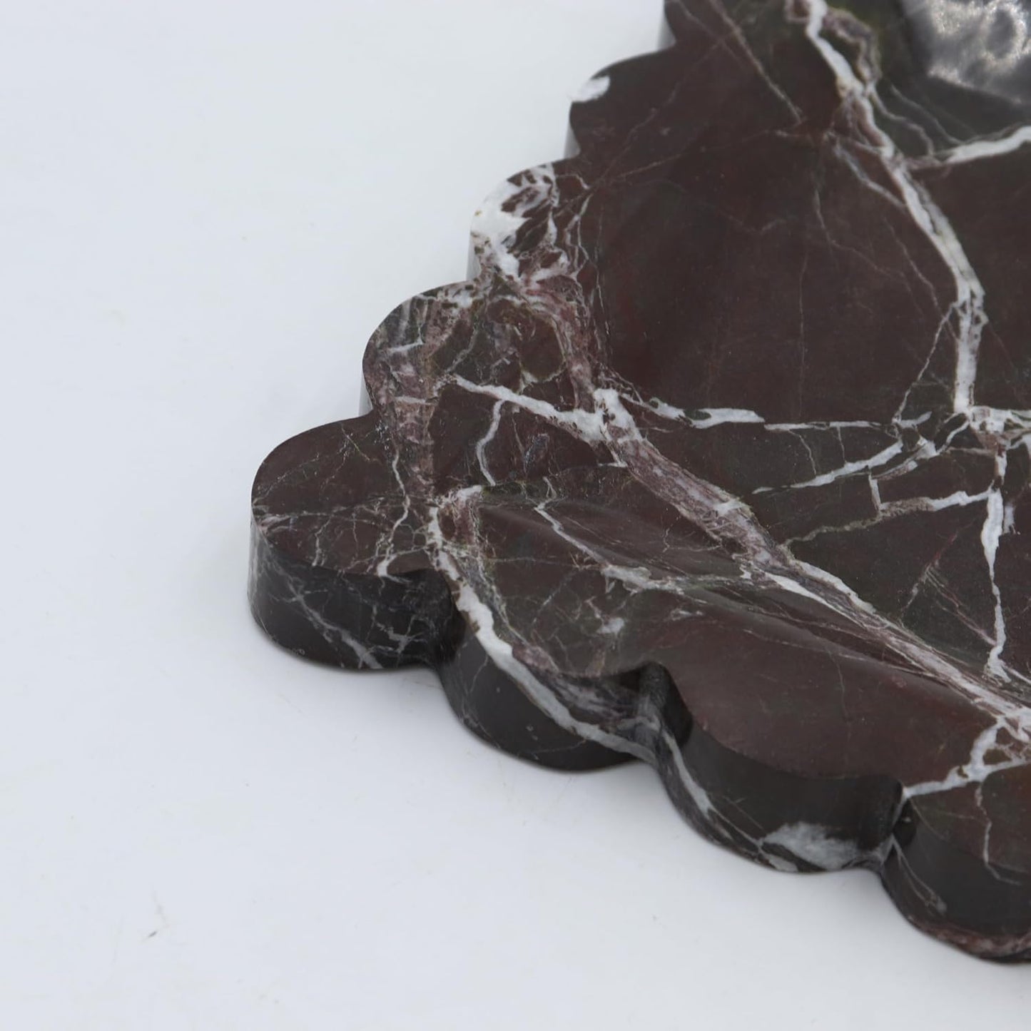 Square Marble Decorative Tray with Scalloped Edge, Luxury Natural Stone Bathroom Vanity Tray, Dresser Top Perfume Coffee Home Kitchen Sink Tray, Key Trinket Ring