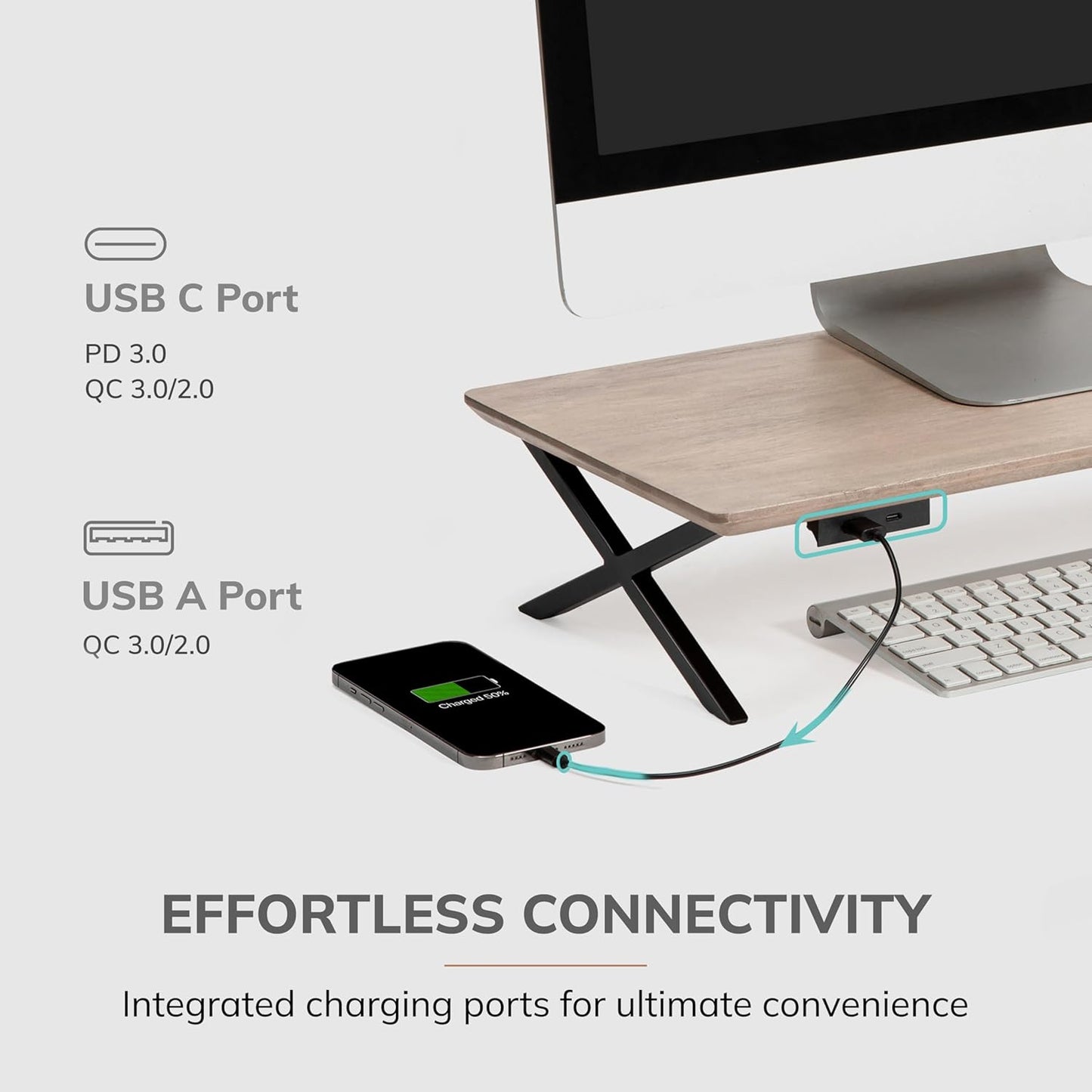 Anji Mountain Monitor Stand - Desktop Organizer & Laptop Riser, Ergonomic Monitor Riser, Space-Saving Monitor Stand for Desk, Durable Construction, Easy Assembly, Ideal for Home & Office,Biscotti