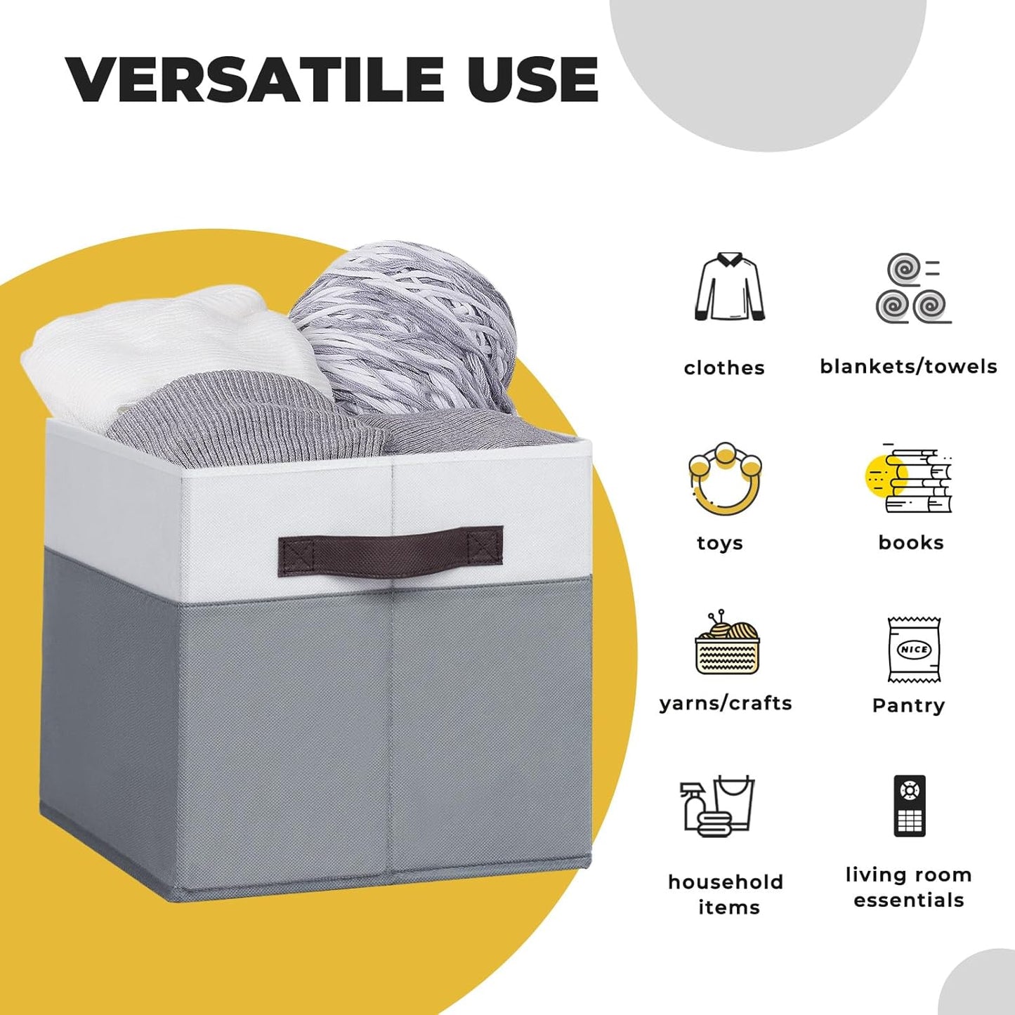 Criusia Storage Cubes -11 inch Closet Organizers and Storage Bins for Clothes -6 Pack Fabric Storage Baskets for Shelves, Cube Organizer/ Toy Storage Organizer/ Dorm Room Essentials/ HouseWarming Gift