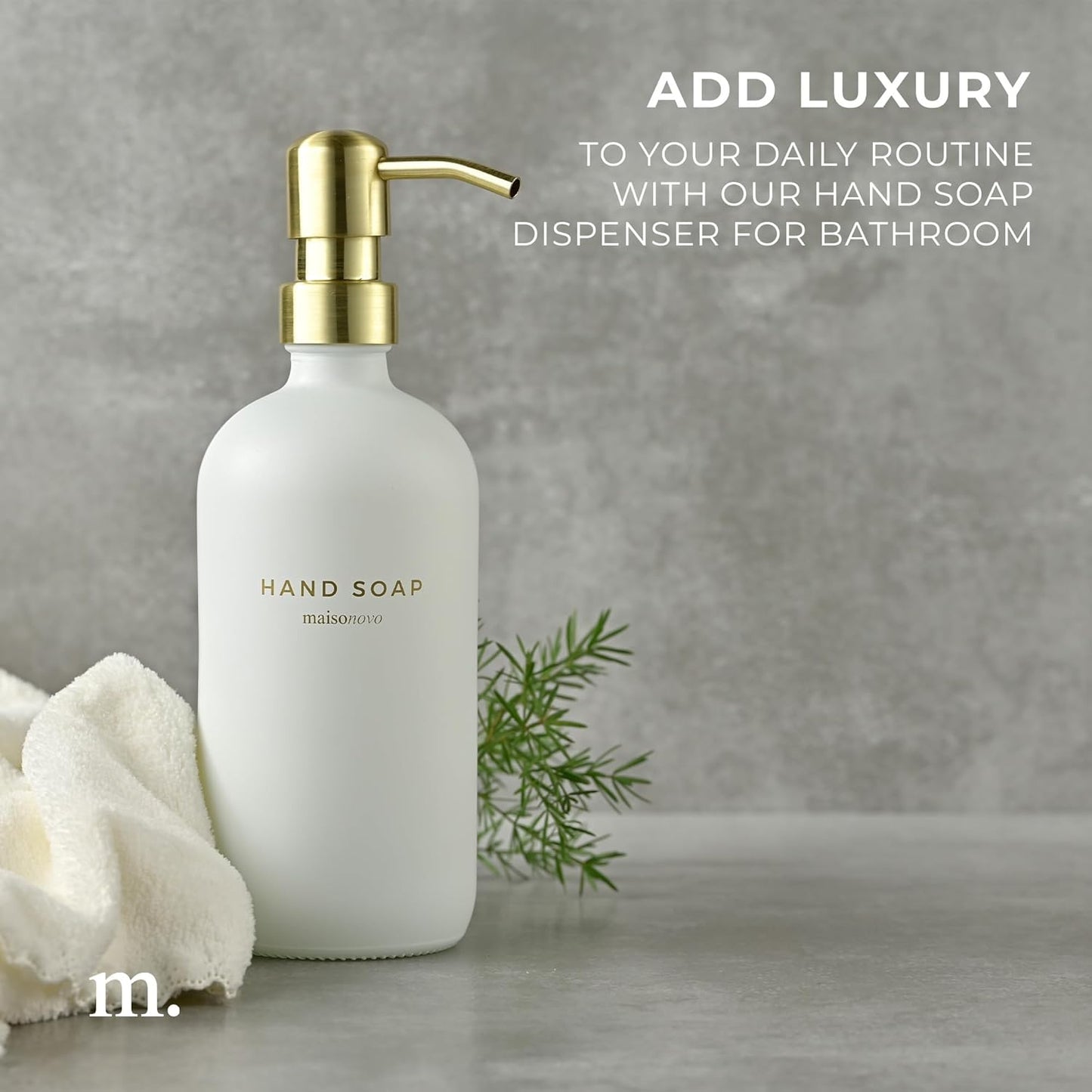 MaisoNovo Soap Dispenser 1-Piece Set | 16.9oz White Bottles with Gold Stainless Steel Pump