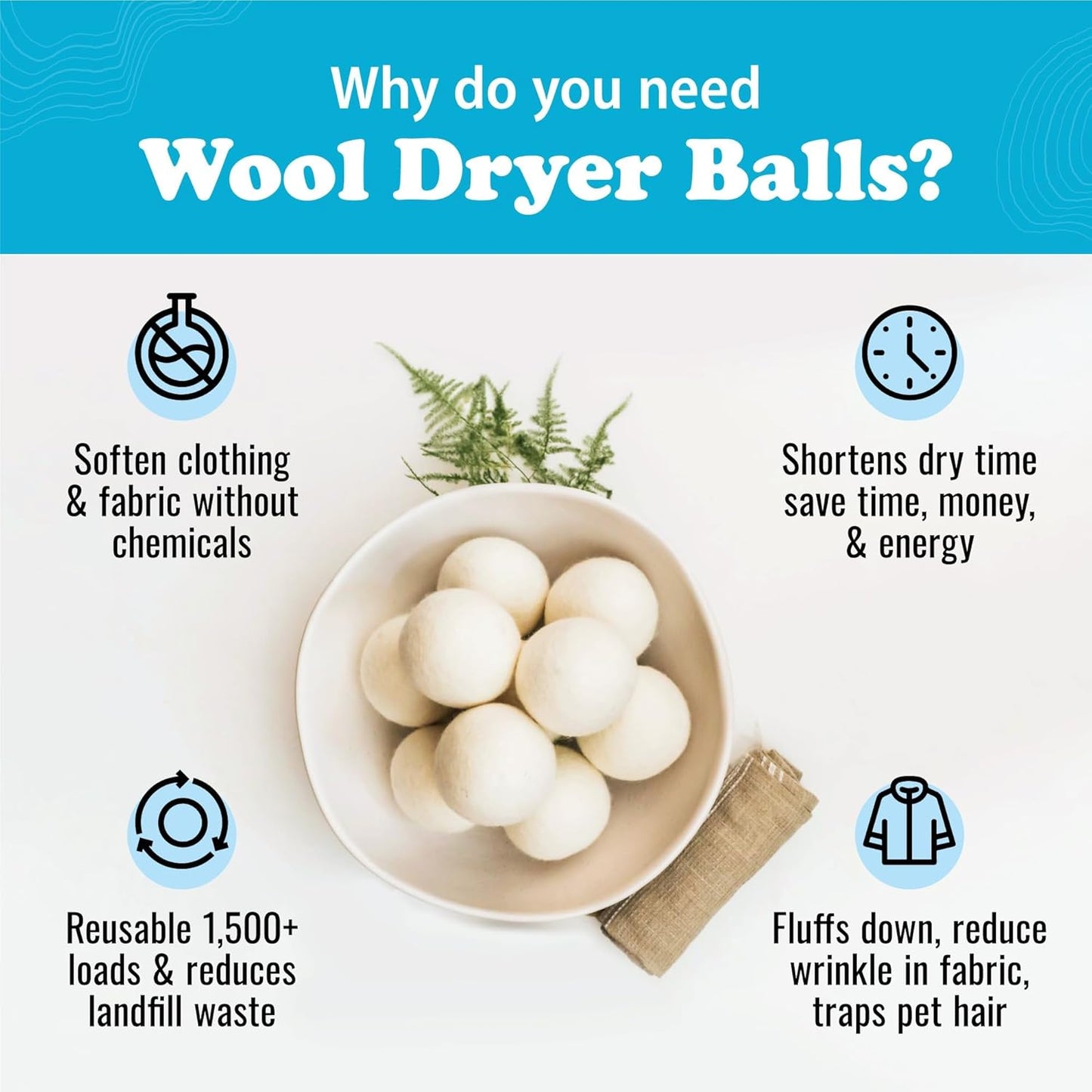 Wool Dryer Balls - Smart Sheep 3-Pack - XL Premium Natural Fabric Softener Award-Winning - Wool Balls Replaces Dryer Sheets - Laundry Balls
