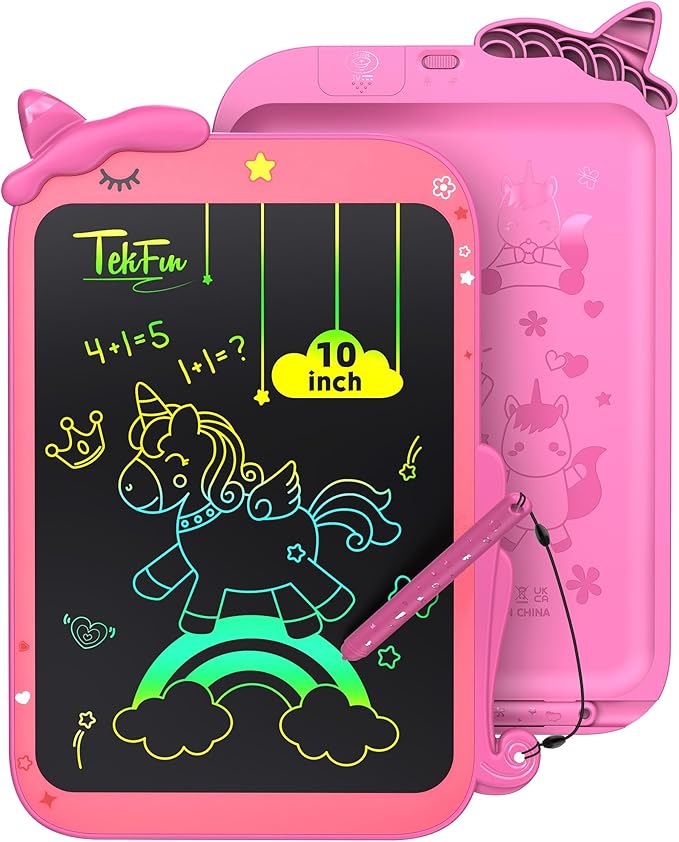 TEKFUN Toddler Boy Toys, LCD Writing Tablet for Kids, Doodle Board Dinosaur Toys, Travel Essentials Toys for 3 4 5Year Old Boys Girls, Easter Birthday Christmas Gifts (10inch Rosepink)
