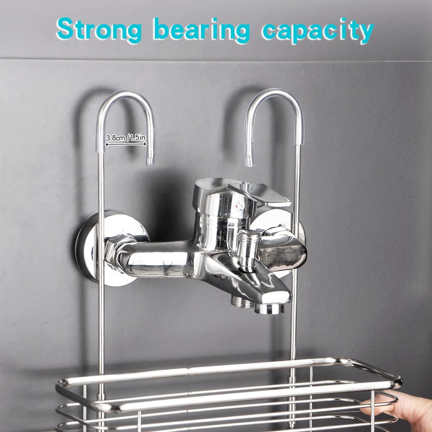 YQh Stainless steel double-layer shower rack, shower room hanging bathroom organizer, storage rack installed on the hanging bar or door, can store shampoo, hair conditioner, shower gel (double)