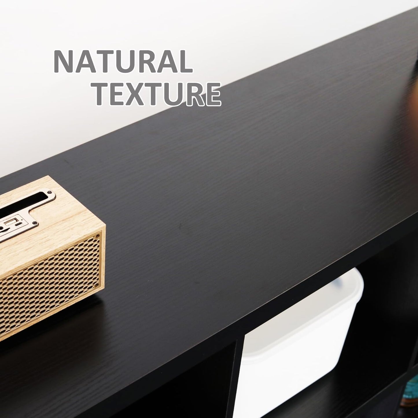 8 Cube Storage Organizer Bookshelf, Industrial Horizontal Bookcase, Accent Cubby Shelf, Media Console Table for Living Room, Home Office, 63 Inches, Black