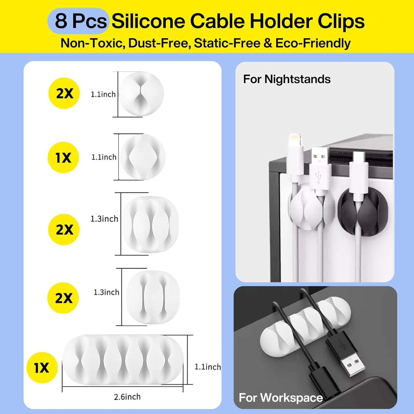 [313Pcs] Cable Management Kit, 67 Adhesive Cable Clips, Topavatop Desk Cord Organizer, 22 Reusable Cable Strap, 4 Cable Sleeve Split, 200 Nylon Cable Zip Ties with 20 Mounts for TV Office Home, White