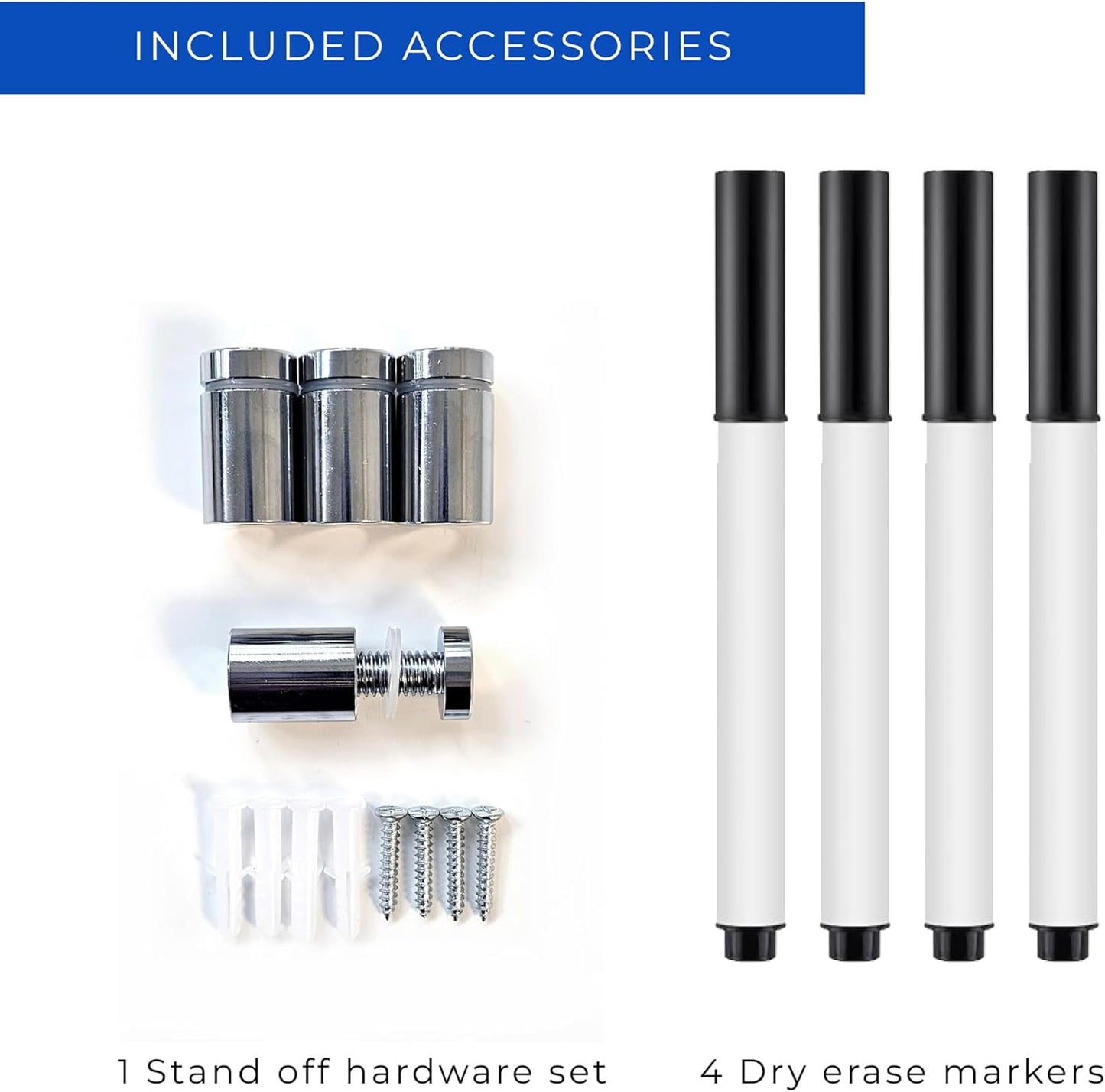 12x16 Dry Erase Board for Wall - with .25 White Acrylic and Chrome Stand Off Finish - Perfect Whiteboard for Office, Home, Classroom - Durable and Stylish .25 White Acrylic Dry Erase Board