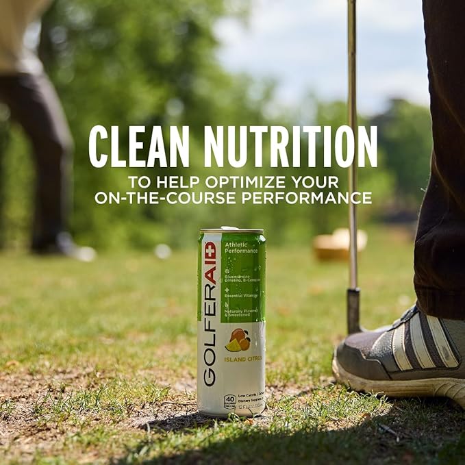 GOLFERAID Performance Blend, Up Your Golf Game, No Caffeine, Glucosamine, Turmeric, MSM, CoQ10, B-Complex, BCAAs and Electrolytes, 40 Calories, 100% Clean, Paleo, Vegan, 12 Fl Oz (Pack of 12)