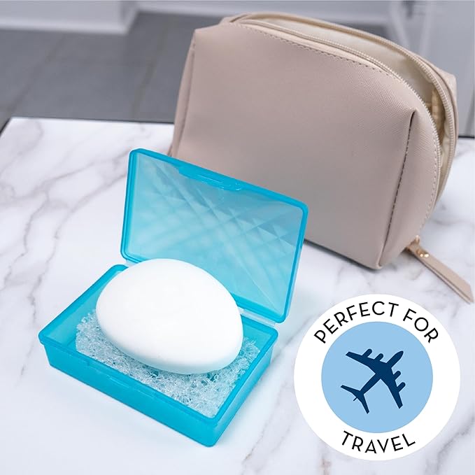 S&T INC. Bar Soap Holder for Kitchen, Bathroom, and Soap Dish, 4 Pack, Clear, 2.9 inches by 4.4 inches