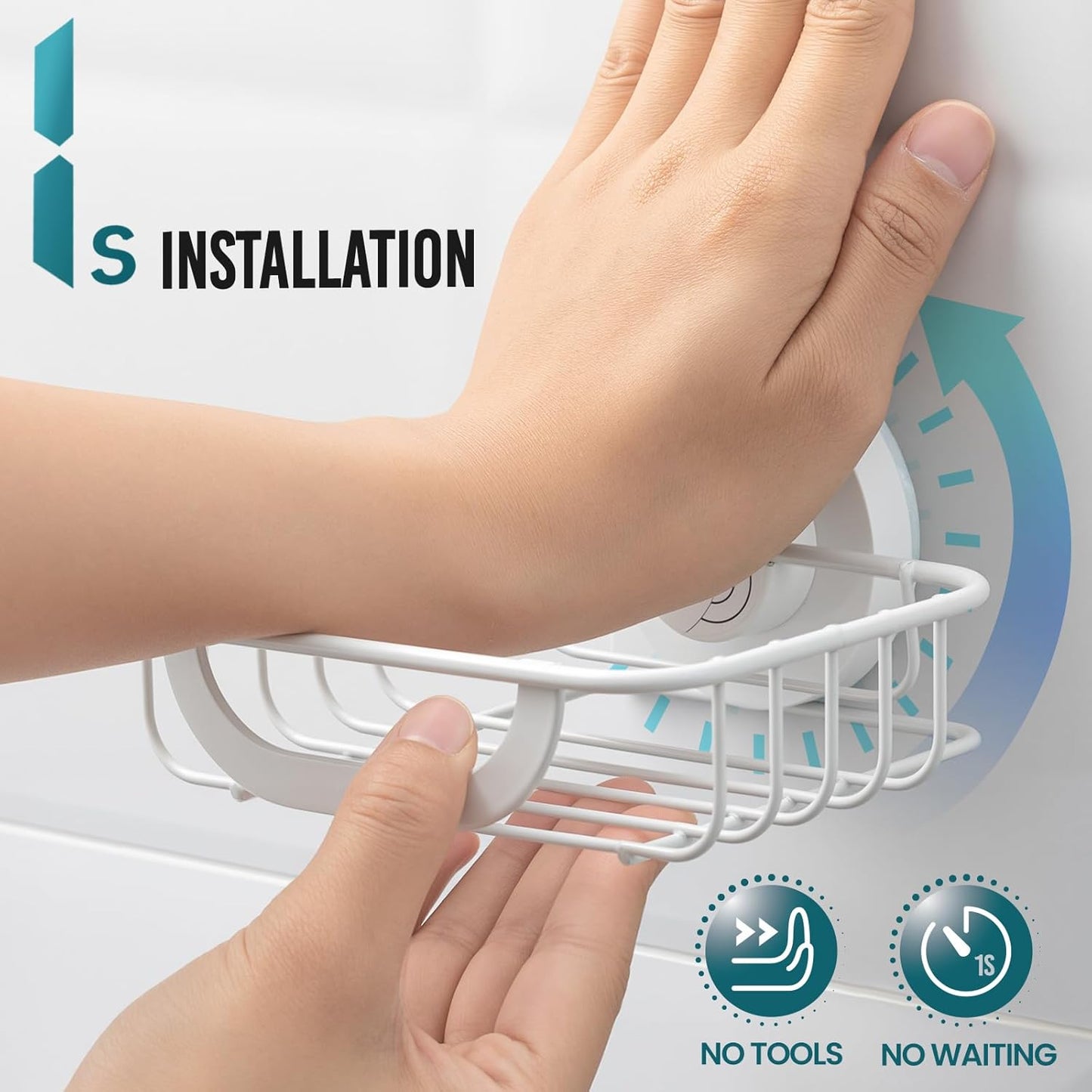 TAILI Soap Bar Holder Dish with Hooks, Shower Soap Tray Saver Suction Cup with Razor Holder for Wall, Rustproof Stainless Steel Bath Shampoo Caddy for Bathroom Accessories Organizer,Sink,White