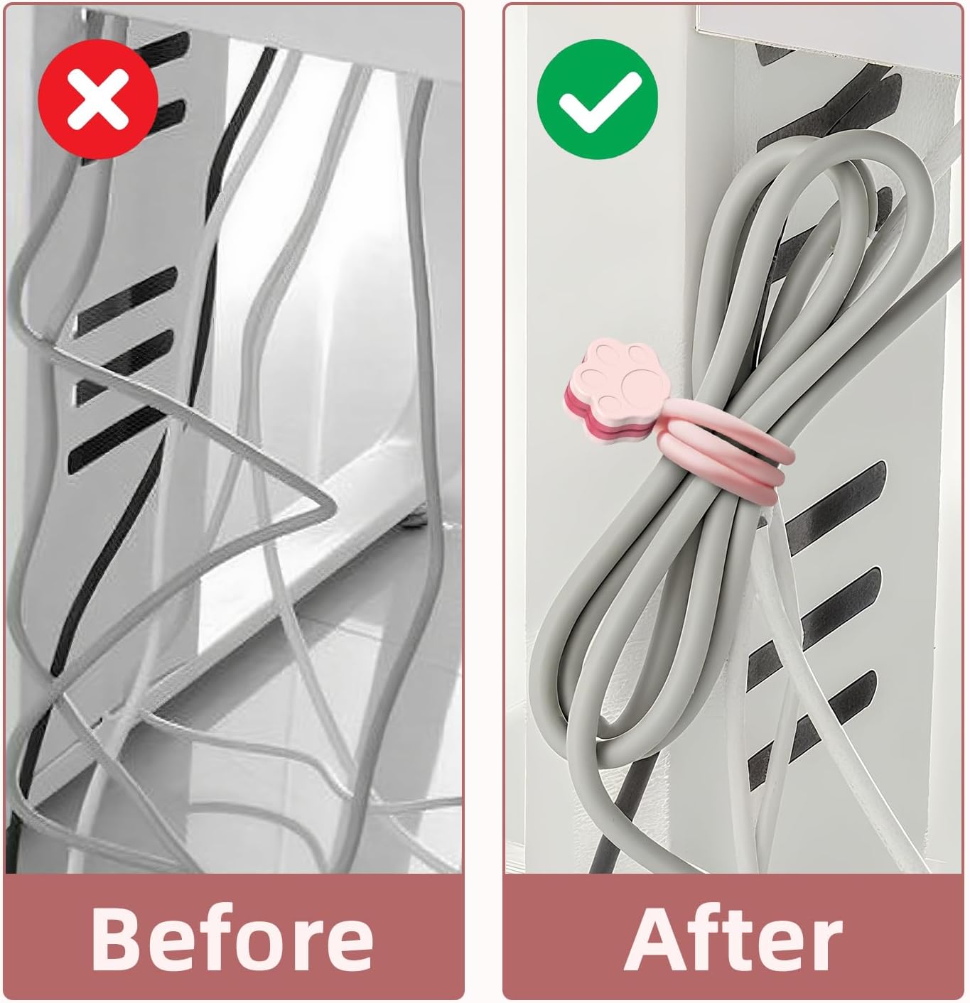 Cute Dog Paw Magnetic Cable Ties (12 Pack, 7.28 In) silicone cable ties reusable,Strong magnetic adsorption,Great for Bundlingand Organizing, Holding Stuff Book Markers, Fridge Magnets (Multicolor)