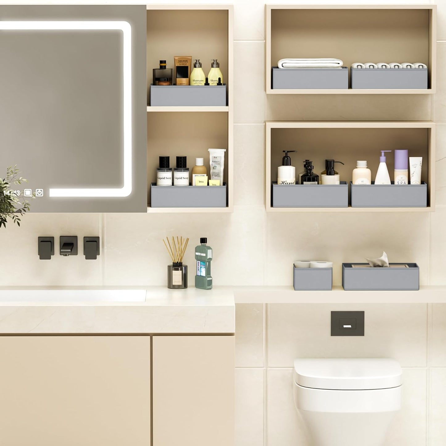 DIMJ Drawer Organizer Clothes - 18 Pack Closet Drawer Organizer Bins for Baby Clothes Storage, Fabric Dresser Organizer for Nursery Bedroom, Foldable Small Drawer Dividers for Underwear Socks